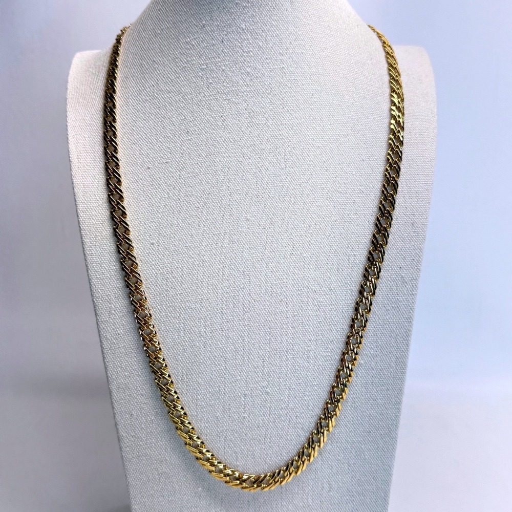 Napier Double Curb Link Chain Necklace Vintage Long Statement Gold Tone